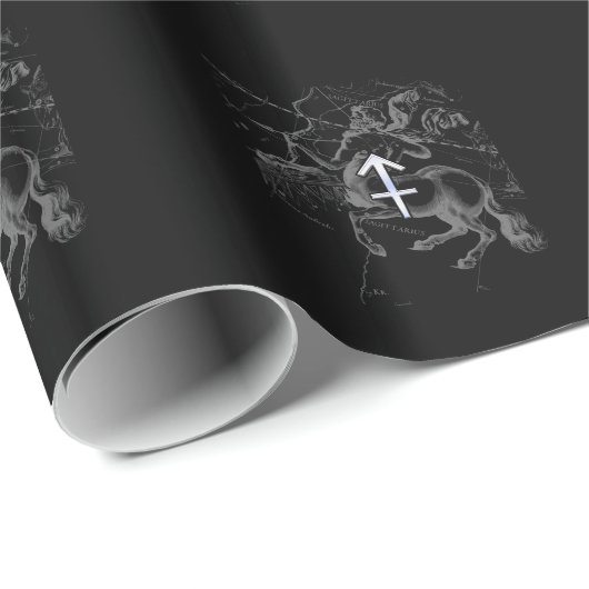 Chrome Style Sagittarius Zodiac-Zeichen auf Heveli Geschenkpapier (Rolleneckpunkt)