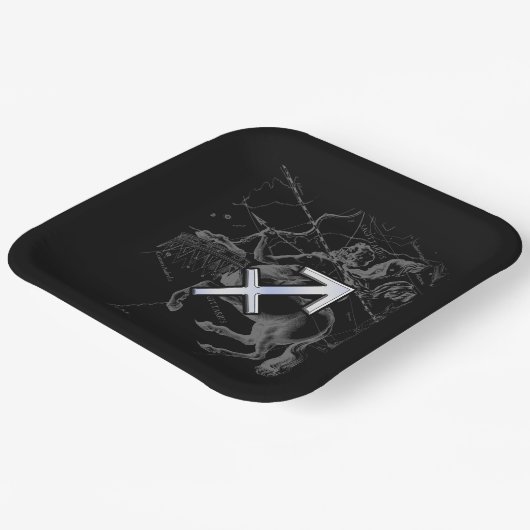 Chrome Style Sagittarius Zodiac-Zeichen auf Heveli Pappteller (Gewinkelt)