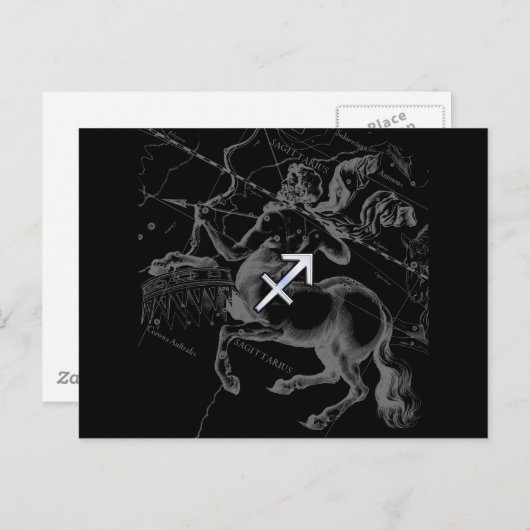 Chrome Style Sagittarius Zodiac-Zeichen auf Heveli Postkarte (Vorne/Hinten)