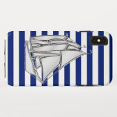 Chrome Style Sailboat auf nautischen Streifen Case-Mate iPhone Hülle (Rückseite (Horizontal))