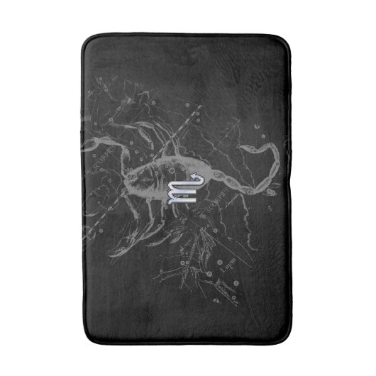 Chrome Style Scorpio Zodiac Sign auf Hevelius Badematte (Vorderseite Vertikal)