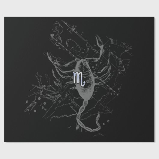 Chrome Style Scorpio Zodiac Symbol auf Hevelius Geschenkpapier (Flach)