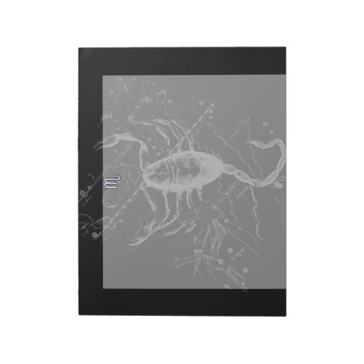 Chrome Style Scorpio Zodiac Symbol auf Hevelius Notizblock (Rotiert)