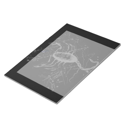 Chrome Style Scorpio Zodiac Symbol auf Hevelius Notizblock (angewinkelt)