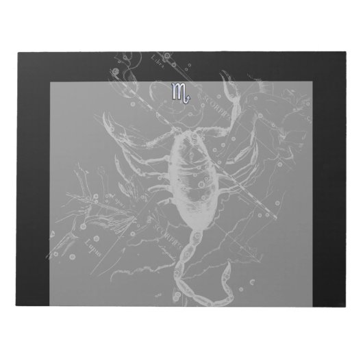 Chrome Style Scorpio Zodiac Symbol auf Hevelius Notizblock (Vorderseite)