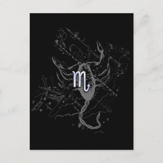 Chrome Style Scorpio Zodiac Symbol auf Hevelius Postkarte (Vorderseite)