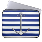 Chrome Style Thin Anchor auf Navy Stripes Laptopschutzhülle (Vorderseite)