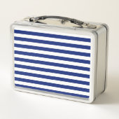 Chrome Style Thin Anchor auf Navy Stripes Metall Brotdose (Rückseite)
