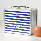 Chrome Style Thin Anchor auf Navy Stripes Metall Brotdose (Beispiel)