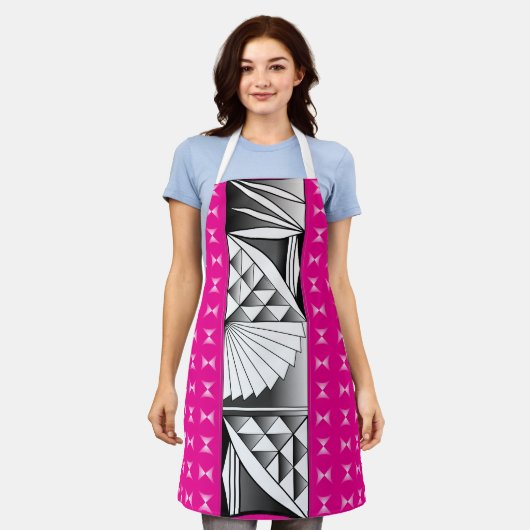 Chrome Sunrise auf Hot Pink Schürze (Getragen)