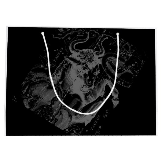 Chrome Taurus Zodiac-Zeichen auf Hevelius Style Große Geschenktüte (Rückseite)