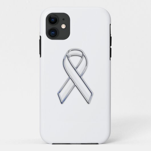 Chrome Trim Style White Ribbon Awareness Case-Mate iPhone Hülle (Rückseite)