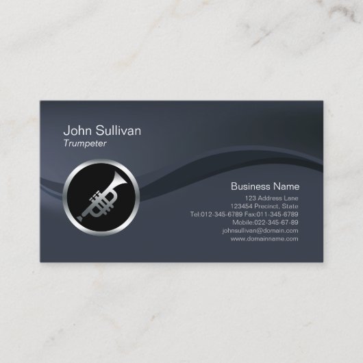 Chrome Trumpet Icon Trumpeter Business Card Visitenkarte (Vorderseite)