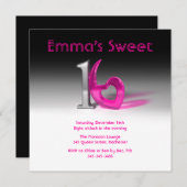 Chrome und Candy Pink Sweet 16 Einladung (Vorne/Hinten)