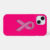 Chrome und Glitzer Stil Rosa Band-Bewusstsein iPhone 15 Hülle (Rückseite (Horizontal))
