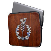 Chrome und Mahogany Wood Scottish Thistle Print Laptopschutzhülle (Vorderseite Links)