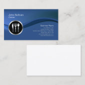 Chrome Utensil Icon Caterer Business Card Visitenkarte (Vorne/Hinten)