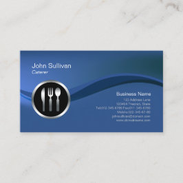 Chrome Utensil Icon Caterer Business Card Visitenkarte