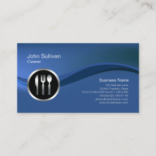 Chrome Utensil Icon Caterer Business Card Visitenkarte