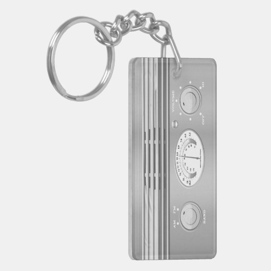 Chrome Vintag Radio Schlüsselanhänger (Vorderseite links)