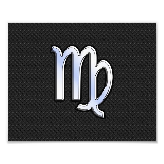 Chrome Virgo Zodiac Sign auf Schlangenhaut Stil Fotodruck (Vorne)