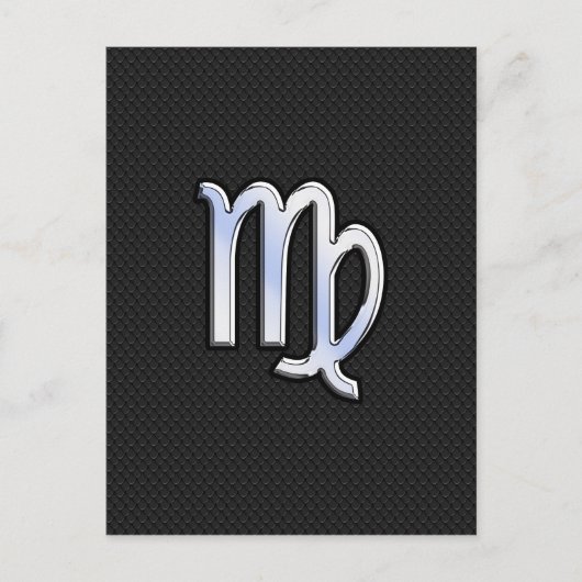 Chrome Virgo Zodiac Sign auf Schlangenhaut Stil Postkarte (Vorderseite)