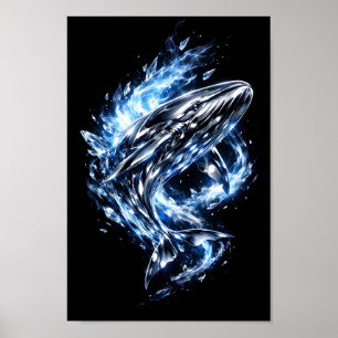 Chrome-Wal Blau-Eis-Kristall-Kunststoffdruck Poster