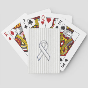 Chrome Weiße Schleife Awareness auf granulierten S Spielkarten