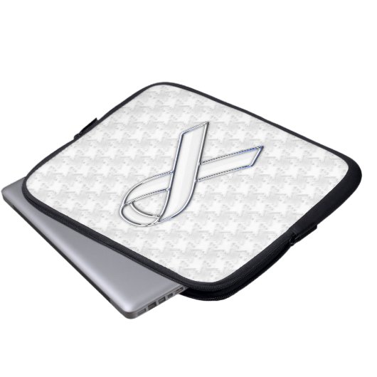 Chrome Weißes Band-Bewusstsein auf Hahnentrittmust Laptopschutzhülle (Vorne Knopf)