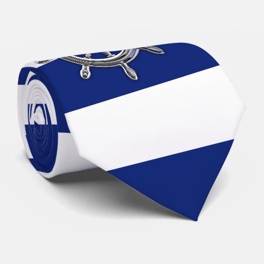 Chrome Wheel auf blauen Streifen der Nautical Mari Krawatte (Gerollt)