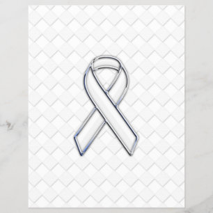 Chrome White Ribbon Awareness auf Checkers Drucken Flyer