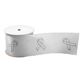 Chrome White Ribbon Awareness auf Hahnentrittmuste Satinband (Spule)