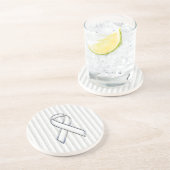 Chrome White Ribbon Awareness auf vertikalen Strei Getränkeuntersetzer (Seite)