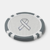 Chrome White Ribbon Awareness auf vertikalen Strei Pokerchips (Einzeln)