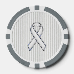 Chrome White Ribbon Awareness auf vertikalen Strei Pokerchips
