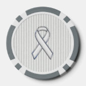 Chrome White Ribbon Awareness auf vertikalen Strei Pokerchips (Rückseite)