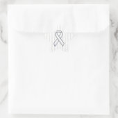 Chrome White Ribbon Awareness auf vertikalen Strei Stern-Aufkleber (Tasche)