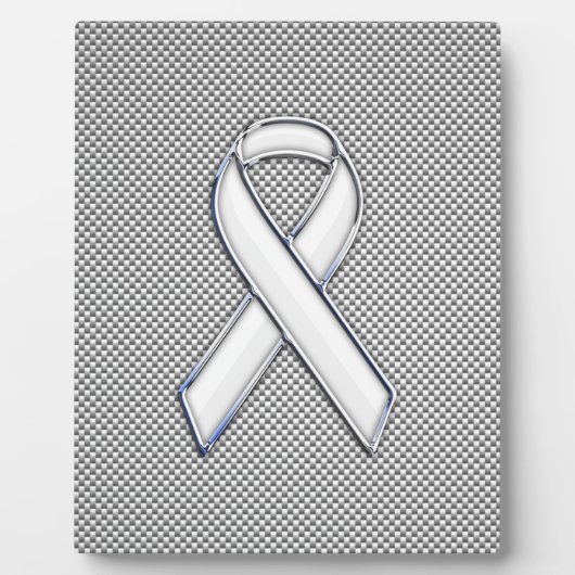 Chrome White Ribbon Awareness Carbon Fibre Dekor Fotoplatte (Vorderseite)
