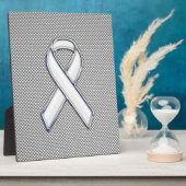 Chrome White Ribbon Awareness Carbon Fibre Dekor Fotoplatte (Seite)