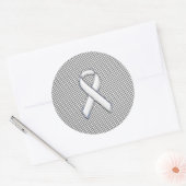 Chrome White Ribbon Awareness Carbon Fibre Dekor Runder Aufkleber (Umschlag)
