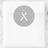 Chrome White Ribbon Awareness Carbon Fibre Dekor Runder Aufkleber (Tasche)