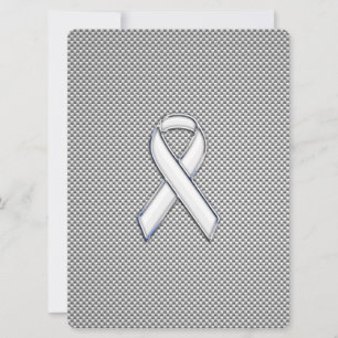 Chrome White Ribbon Awareness Carbon Fibre Print