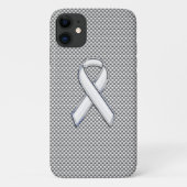 Chrome White Ribbon Awareness Carbon Fibre Print Case-Mate iPhone Hülle (Rückseite)