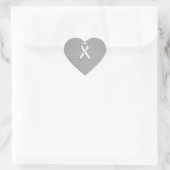 Chrome White Ribbon Awareness Carbon Fibre Print Herz-Aufkleber (Tasche)