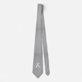 Chrome White Ribbon Awareness Carbon Fibre Print Krawatte (Vorderseite)