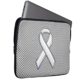 Chrome White Ribbon Awareness Carbon Fibre Print Laptopschutzhülle (Vorne Rechts)