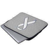 Chrome White Ribbon Awareness Carbon Fibre Print Laptopschutzhülle (Vorne Knopf)