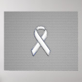 Chrome White Ribbon Awareness Carbon Fibre Print Poster (Vorne)