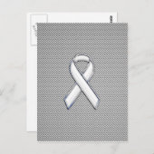 Chrome White Ribbon Awareness Carbon Fibre Print Postkarte (Vorne/Hinten)