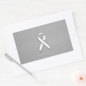 Chrome White Ribbon Awareness Carbon Fibre Print Rechteckiger Aufkleber (Umschlag)